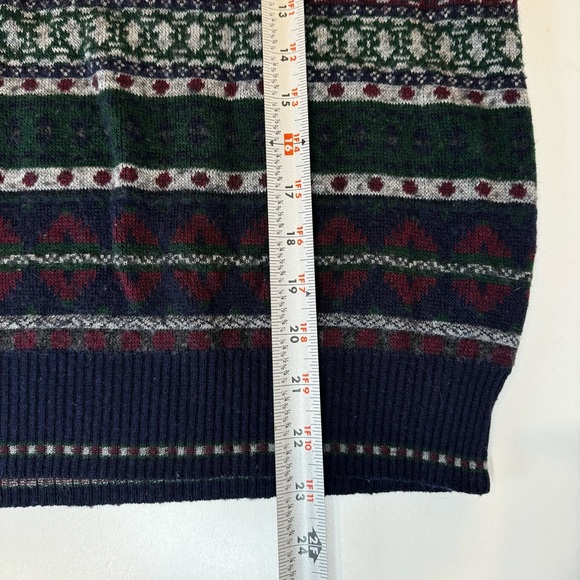 Vintage Ottimo Men's Size Large Maroon Navy/Purple Wool Blend Crewneck Sweater - Picture 8 of 13